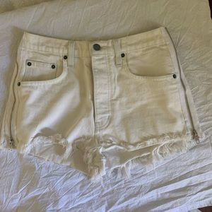 LF White Denim Shorts with Zipper Detail